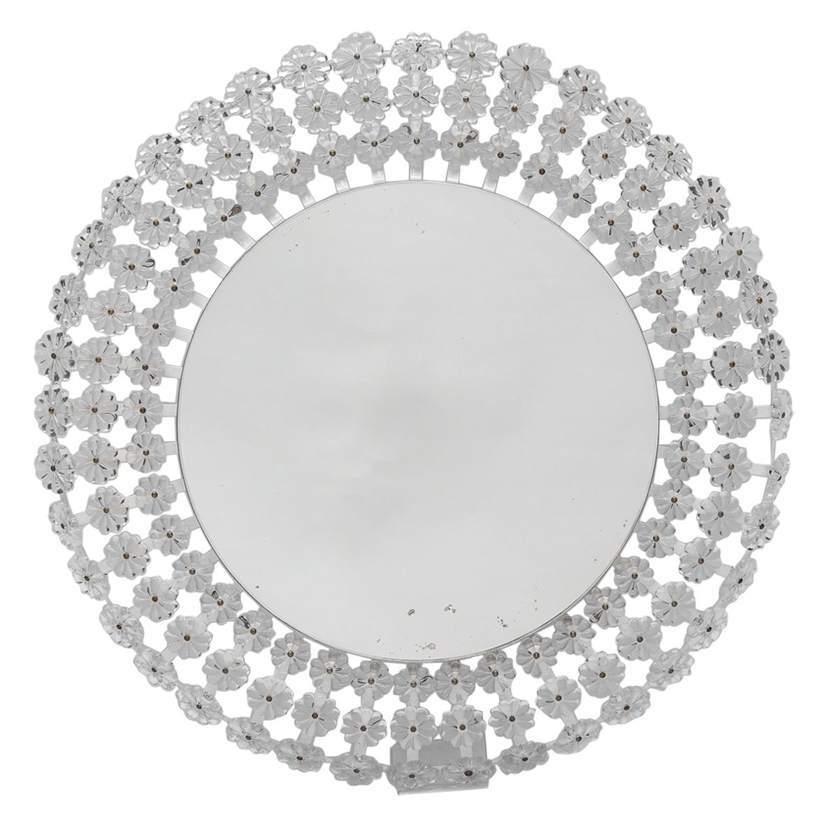 Grande specchio rotondo illuminato a fiori in lucite, 1955 Austria