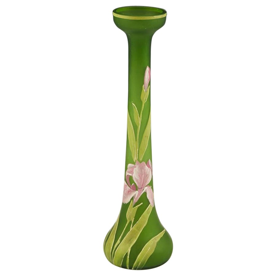 An Elegant Carl Goldberg Enamelled Glass Vase, c1900 For Sale