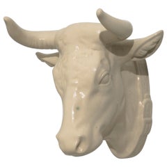 Vintage French Ceramic Bull Wall Decoration