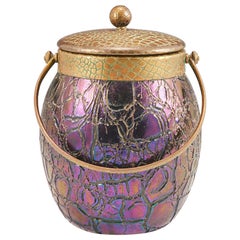 A Kralik Crackle Glass Biscuit Barrel, c1930