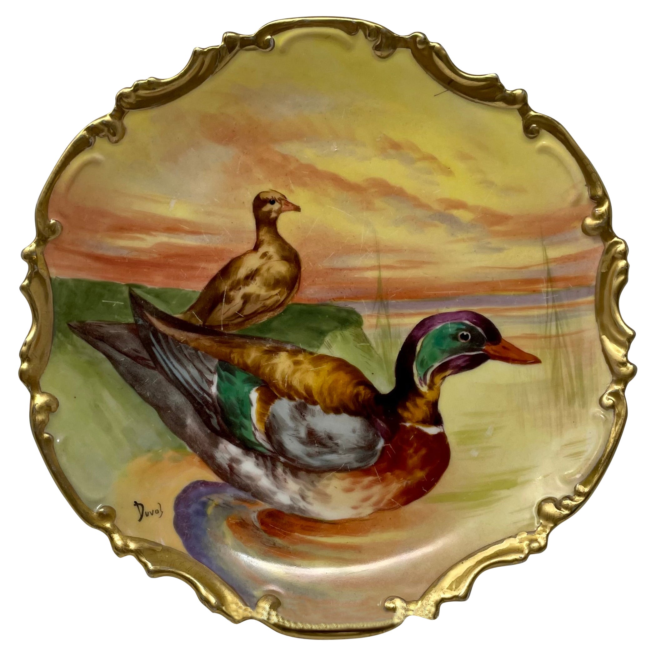 Antique French Limoges Hand-Painted Plate For Sale