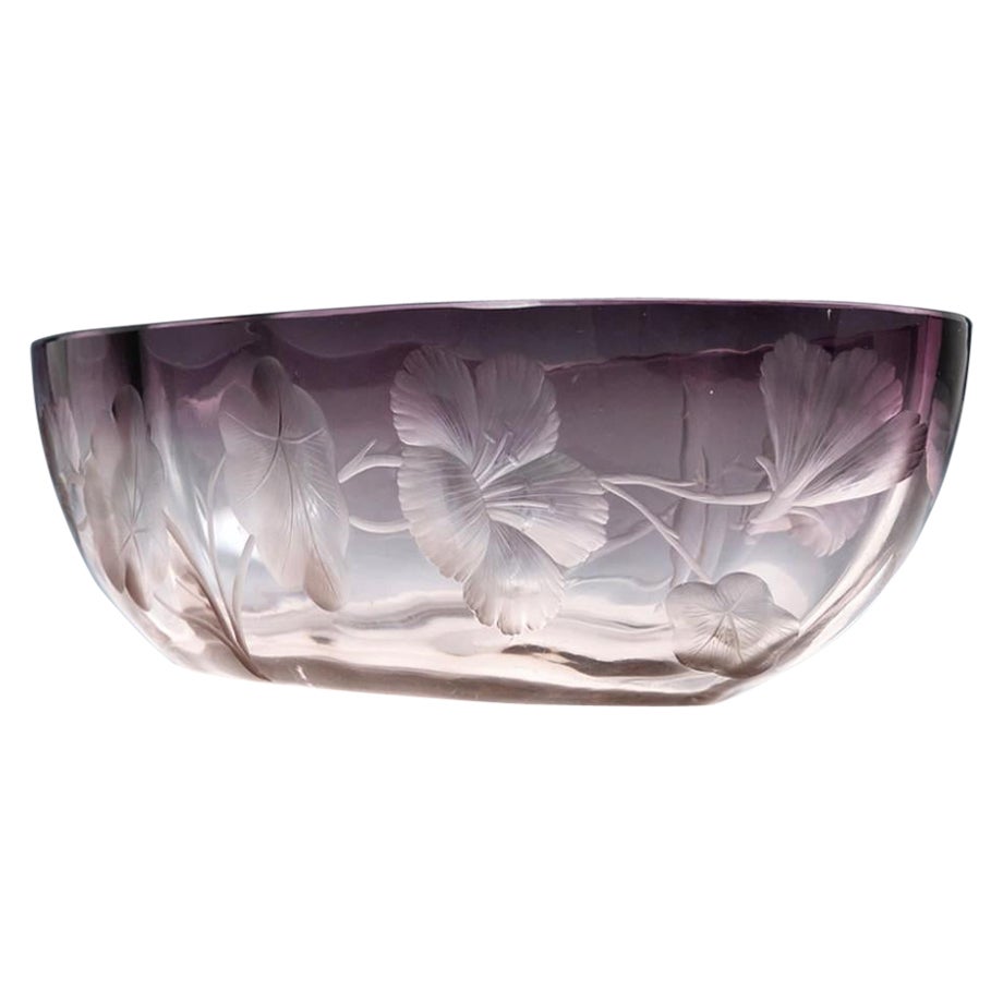 Moser Amethyst Glass Intaglio Cut Jardinière, 1900-05 For Sale