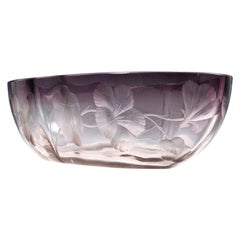 Antique Moser Amethyst Glass Intaglio Cut Jardinière, 1900-05