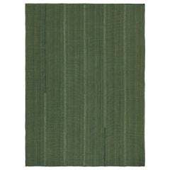 Rug & Kilim’s Contemporary Kilim in Green with Subtle Stripes