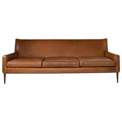 Paul McCobb for Directional Sofa in Cognac Leather