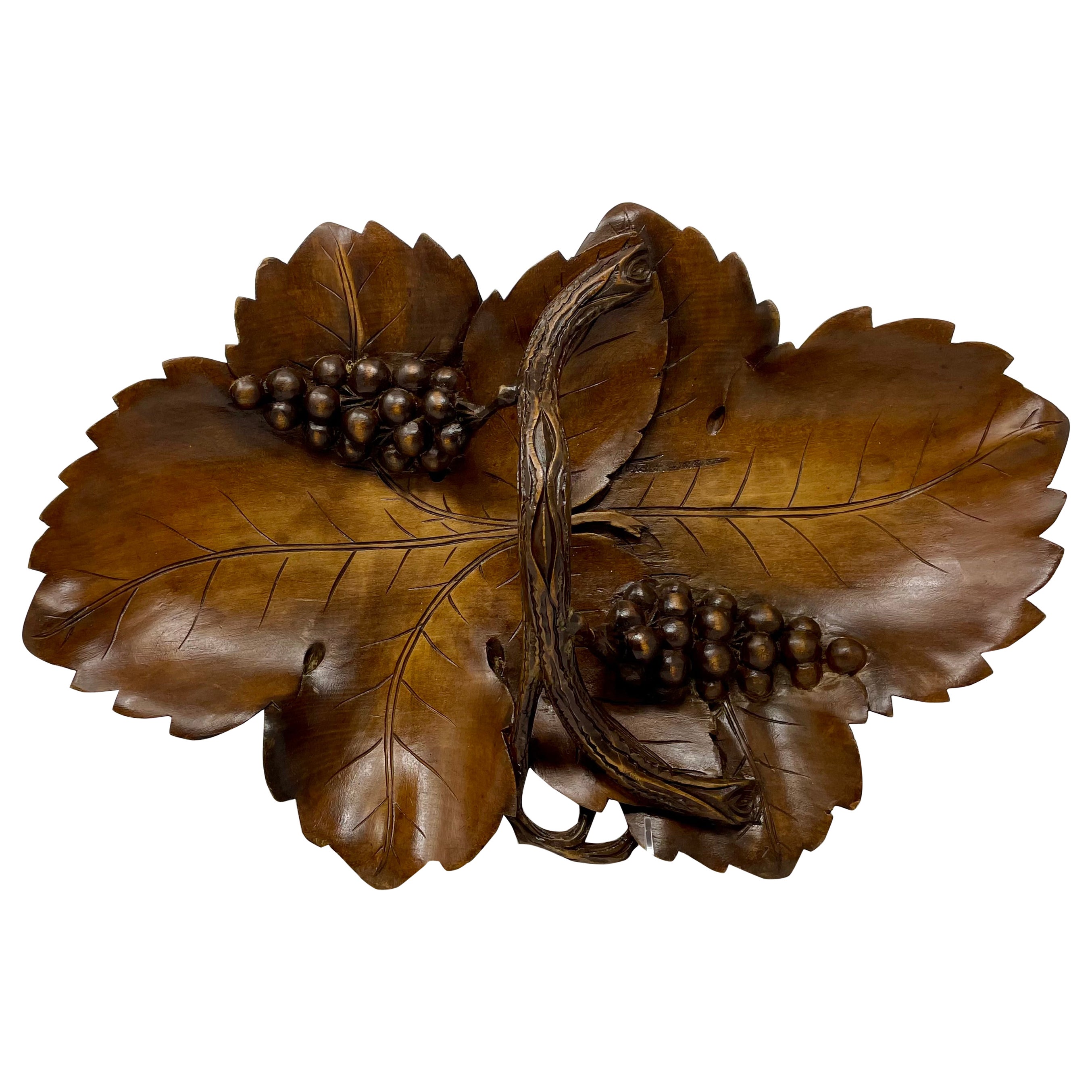 Hand-Carved Country French Wood Fruit Tray circa 1950