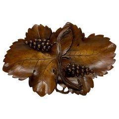 Vintage Hand-Carved Country French Wood Fruit Tray circa 1950