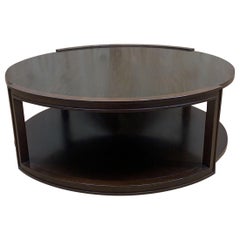Retro Two Tier Round Wood Coffee Table on Casters