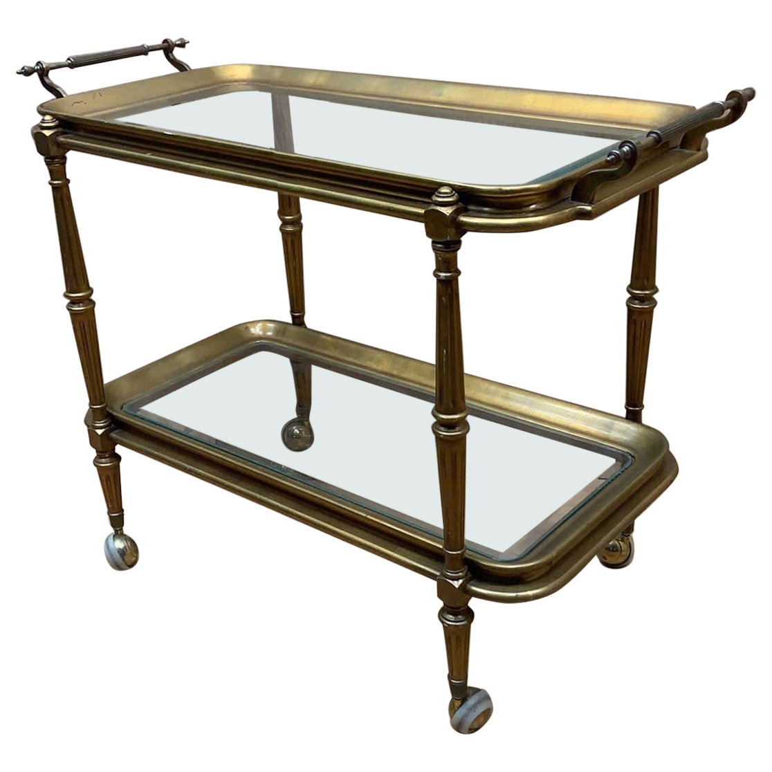 Vintage Industrial, Two Tier Cast Iron Bar Cart/Table, Made in USA at