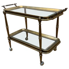 Vintage Brass Two Tier Bar Cart