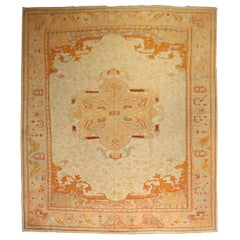 Zabihi Collection Ivory Antique Large Oushak Rug