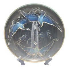 Vintage A Large Opalescent Verrerie D'Andelys Glass Charger, c1935