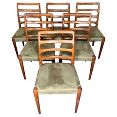 Set of 6 Midcentury Danish Modern Teak Dining Chairs Slat Back