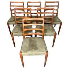 Set of 6 Midcentury Danish Modern Teak Dining Chairs Slat Back