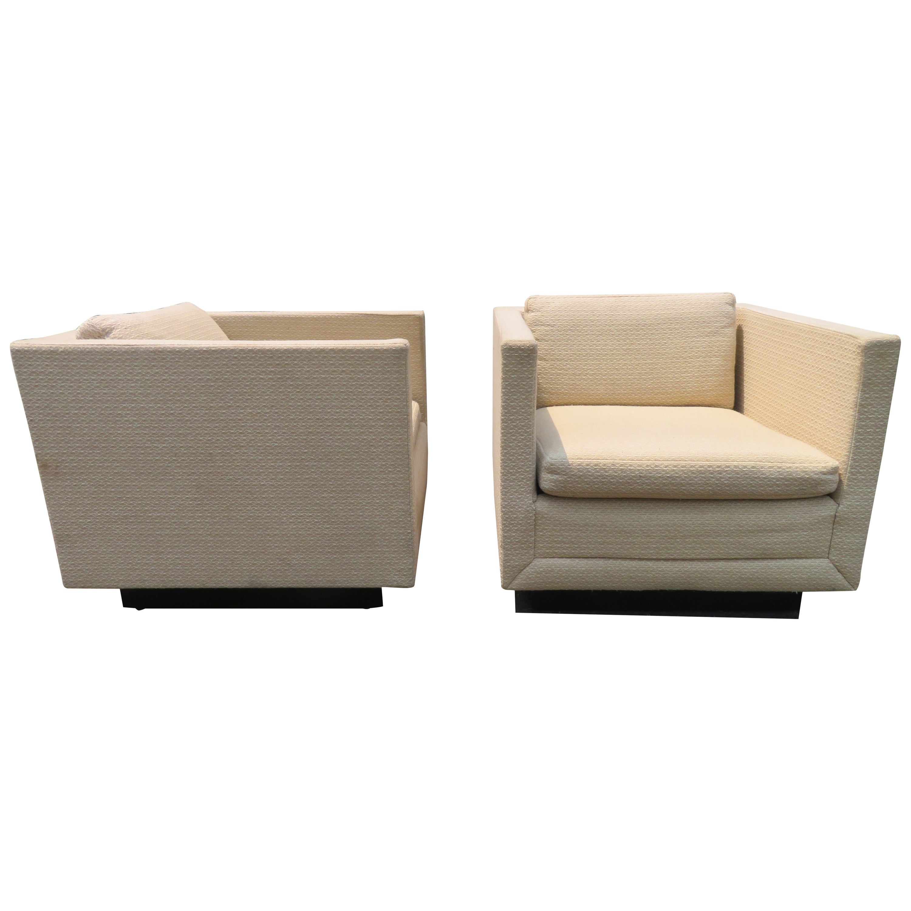 Stunning Pair Harvey Probber Cube Lounge Chairs Mid-Century Modern For Sale