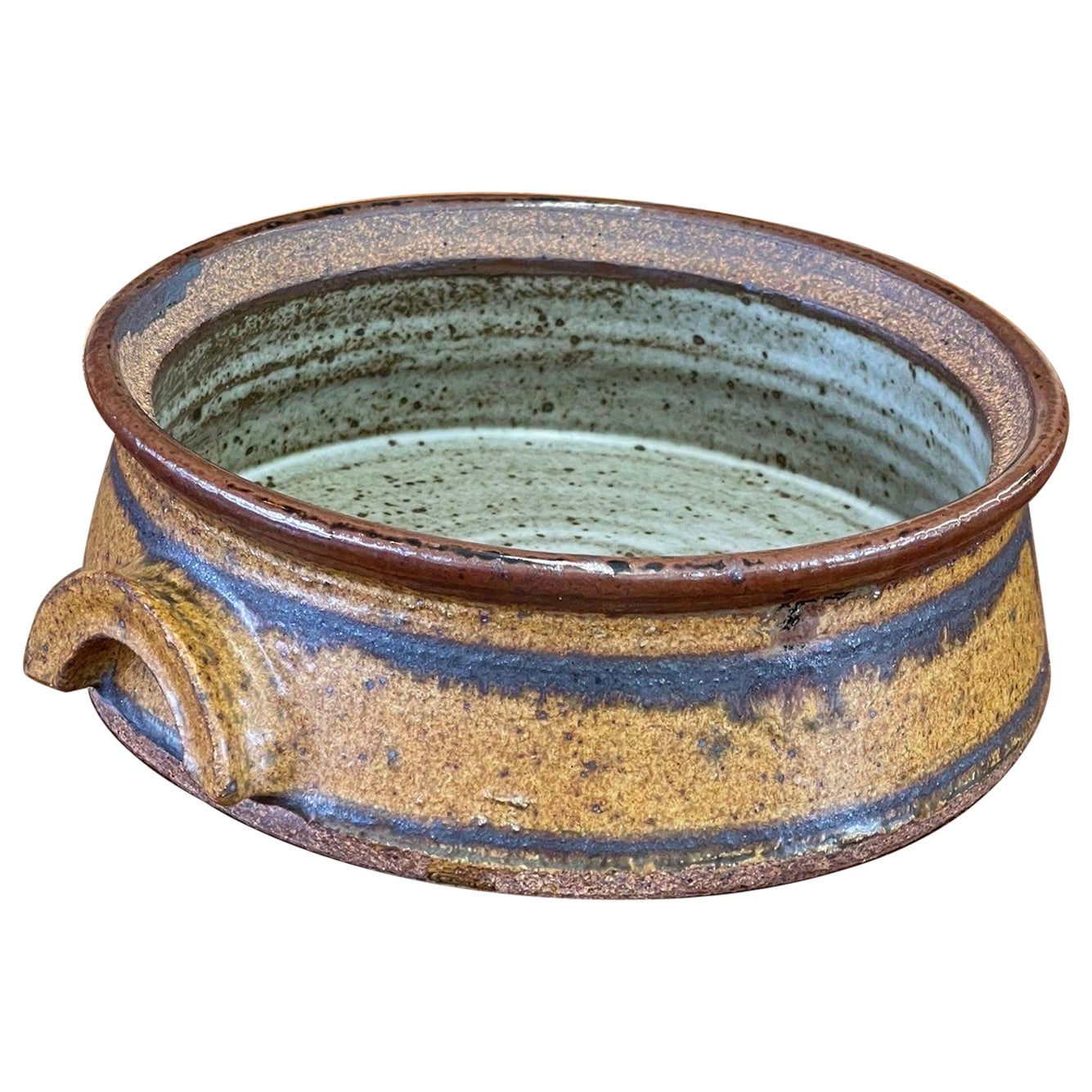 Unique Speckled Stoneware Bowl For Sale