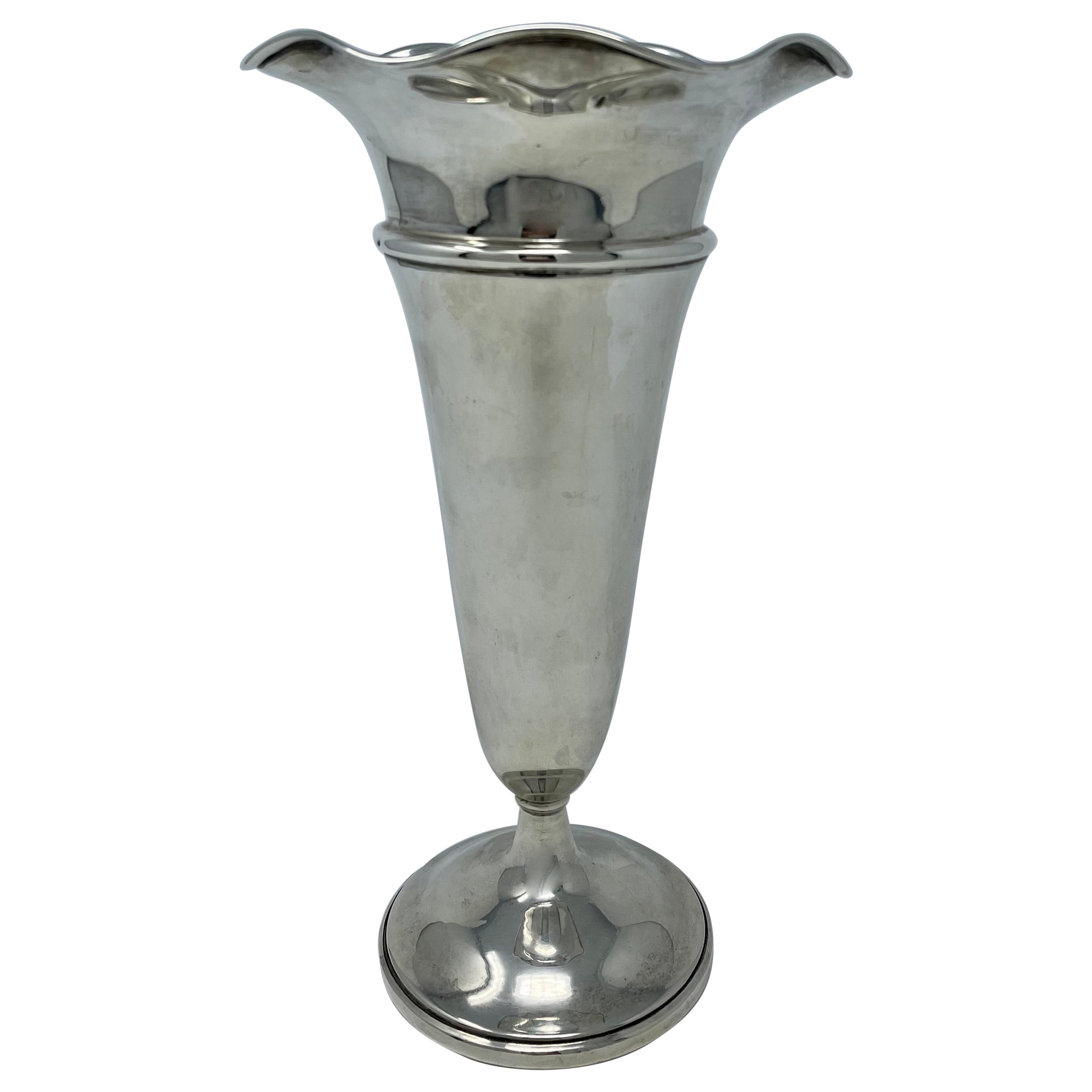 Antique American Sterling Silver "Trumpet" Vase For Sale