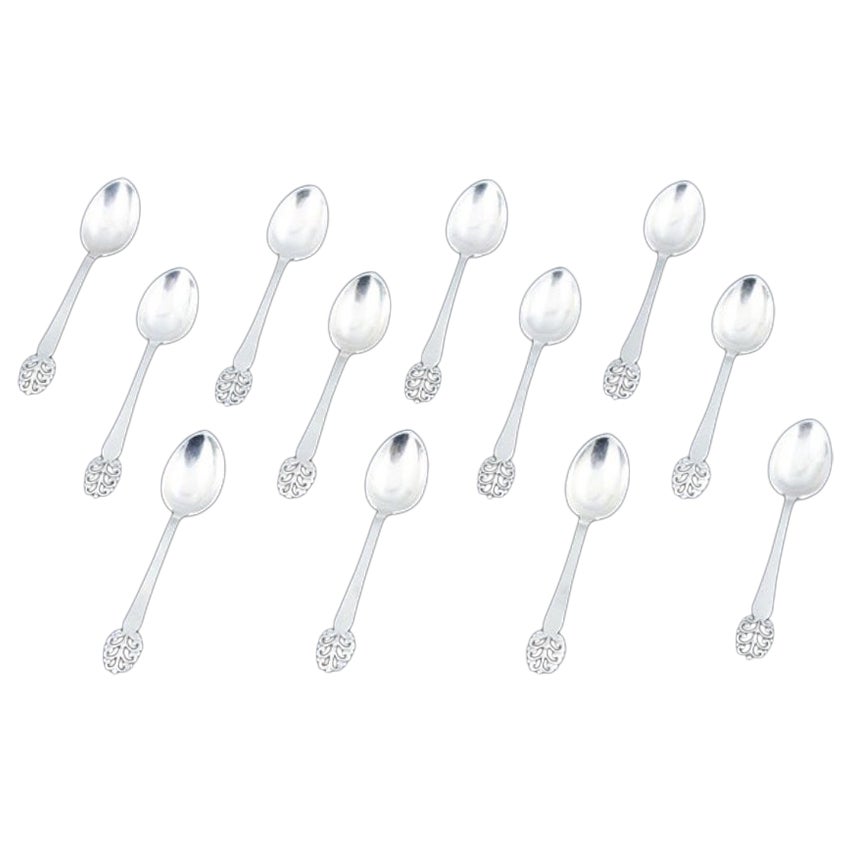 Poul Frigast, Danish silversmith. Set of 12 coffee spoons in silver. at ...