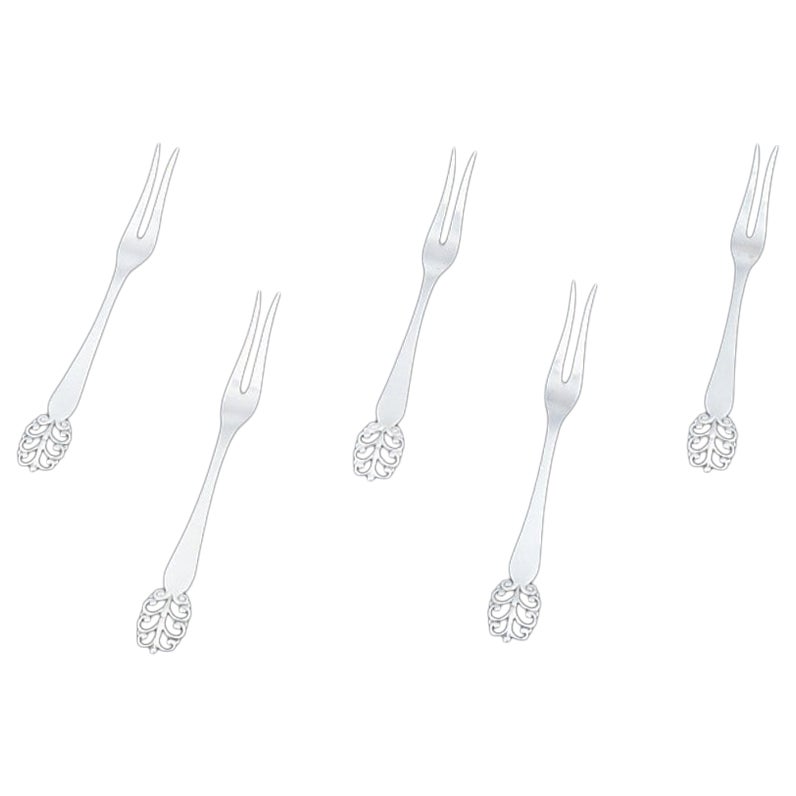 Danish Silversmith, Five Meat Forks. Danish 830 Silver. 1930/40s For Sale
