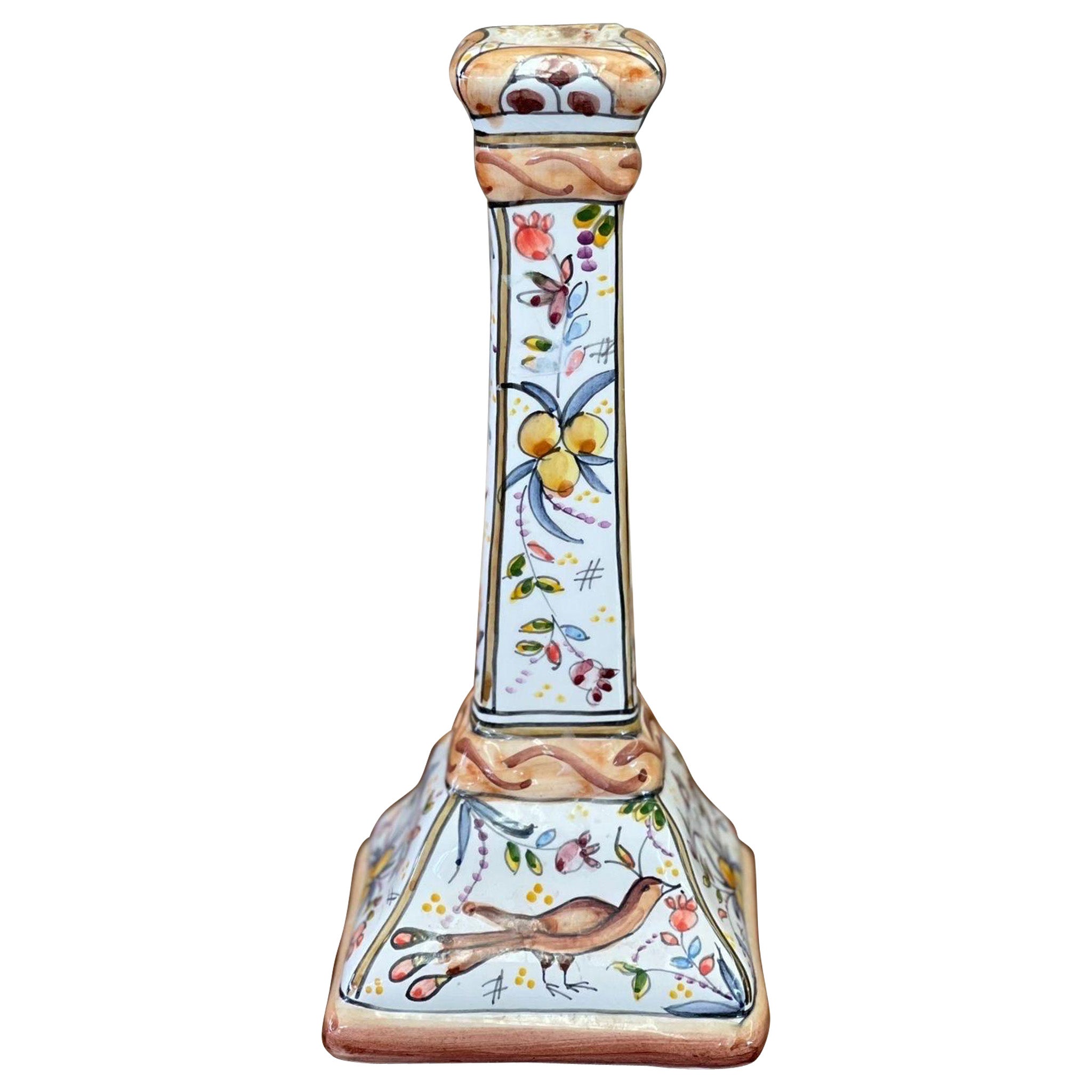 Hand Painted Portuguese Candle Holder For Sale