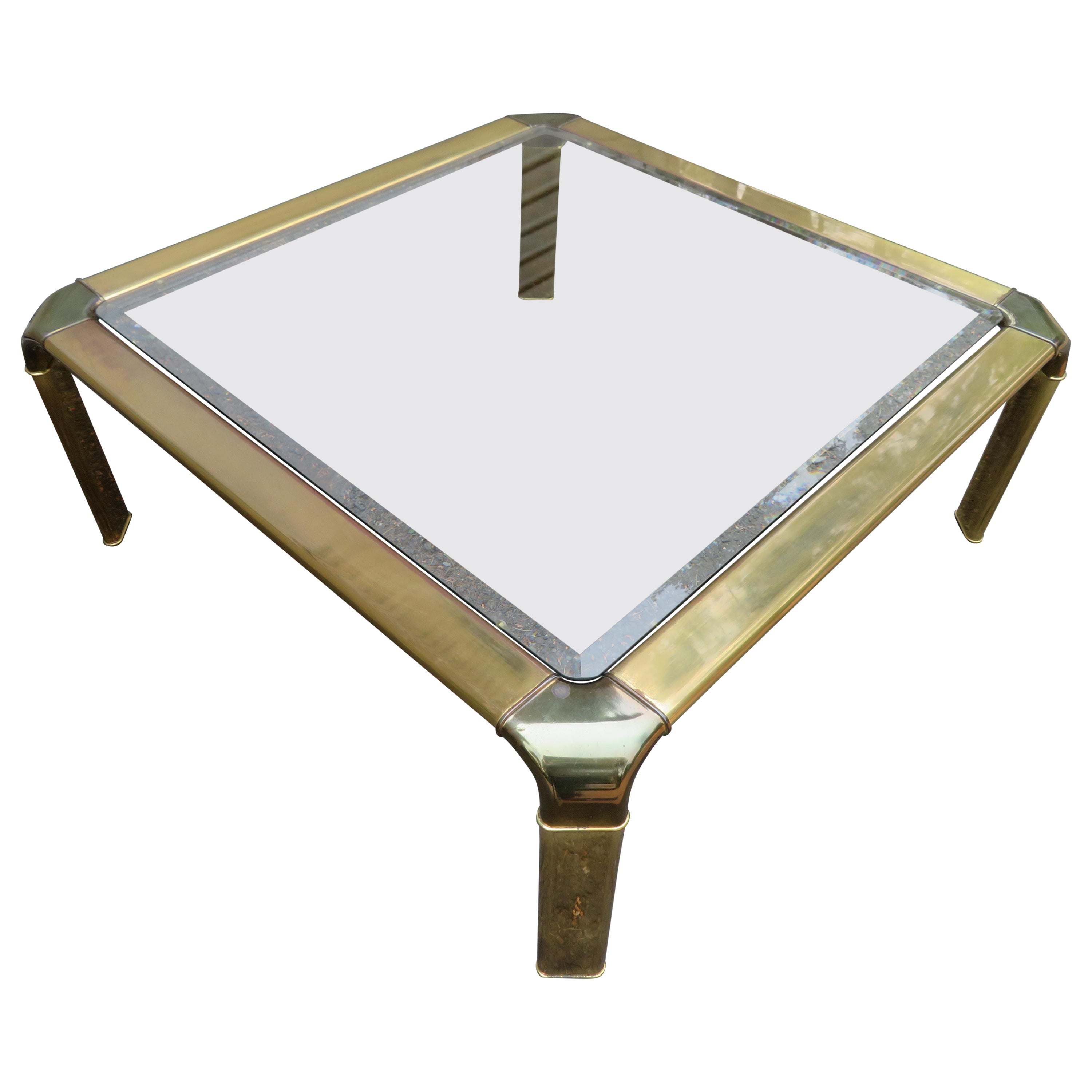 Wonderful Brass Widdicomb Mastercraft Square Coffee Table Mid Century Modern For Sale