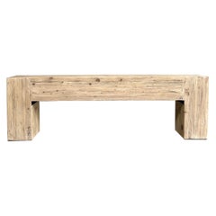 Reclaimed Elm Wood Beam Style Console Table Large
