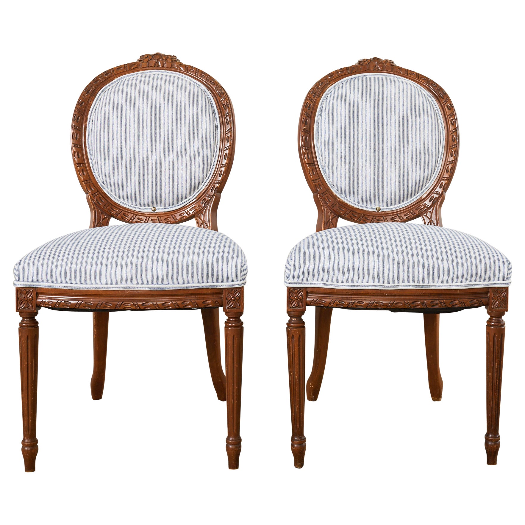 Pair of Louis XVI Style Balloon Back Dining Chairs