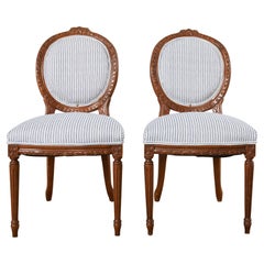 Vintage Pair of Louis XVI Style Balloon Back Dining Chairs