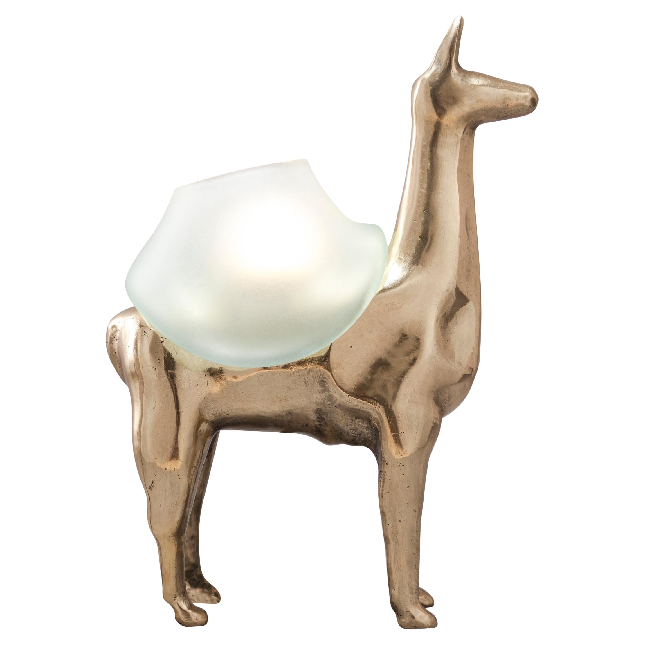 LLAMA Table Lamp in Casted Bronze and Handblown Glass by ANDEAN, In Stock For Sale