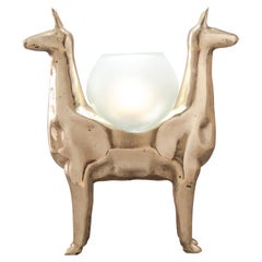 Lampe de bureau LLAMAS en bronze moulé et verre soufflé à la main par ANDEAN, en stock