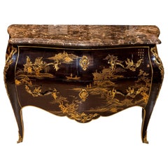 1920s Marble Top Chinoiserie Commode
