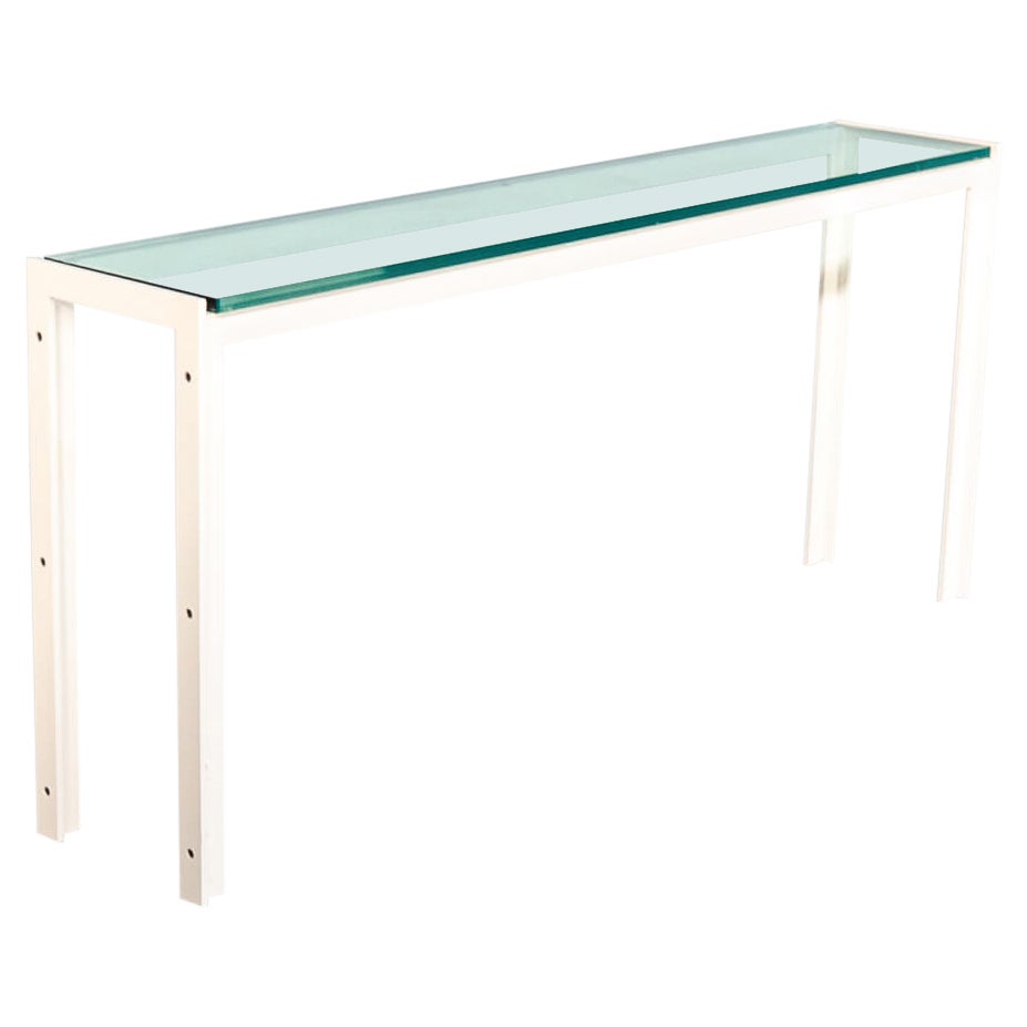 Postmodern Architectural Metal and Glass Console Table For Sale
