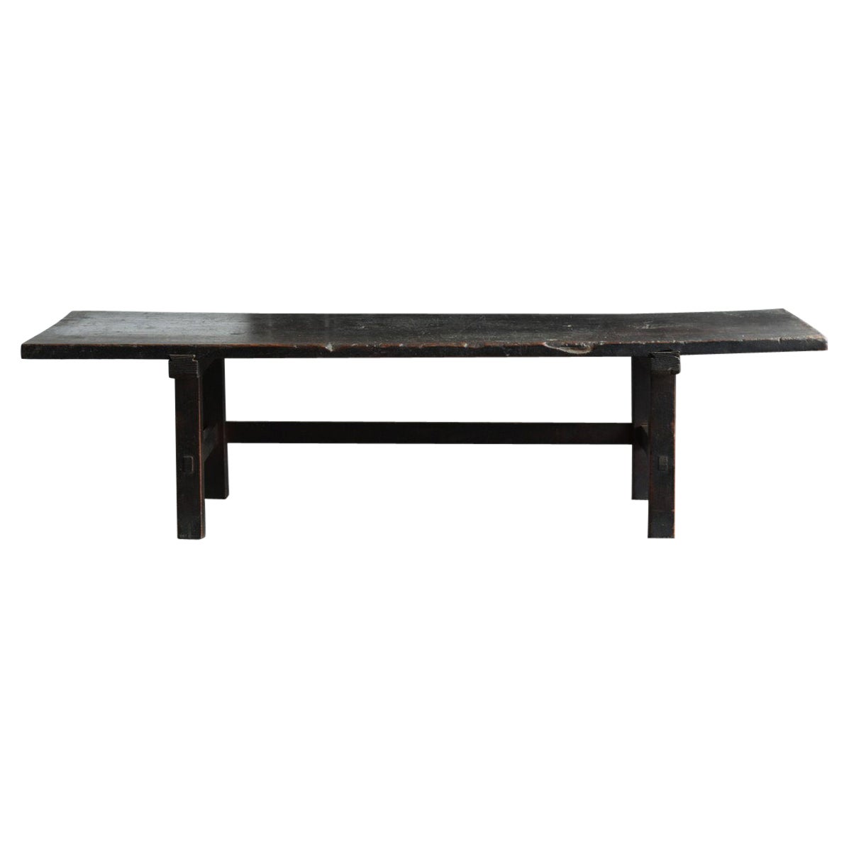 Rare Japanese Antique Wooden Black Low Table/Wabisabi Sofa Table/1800s/Edo-Meiji