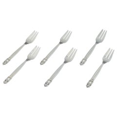 Georg Jensen, Acorn, Six Cake Forks in Sterling Silver