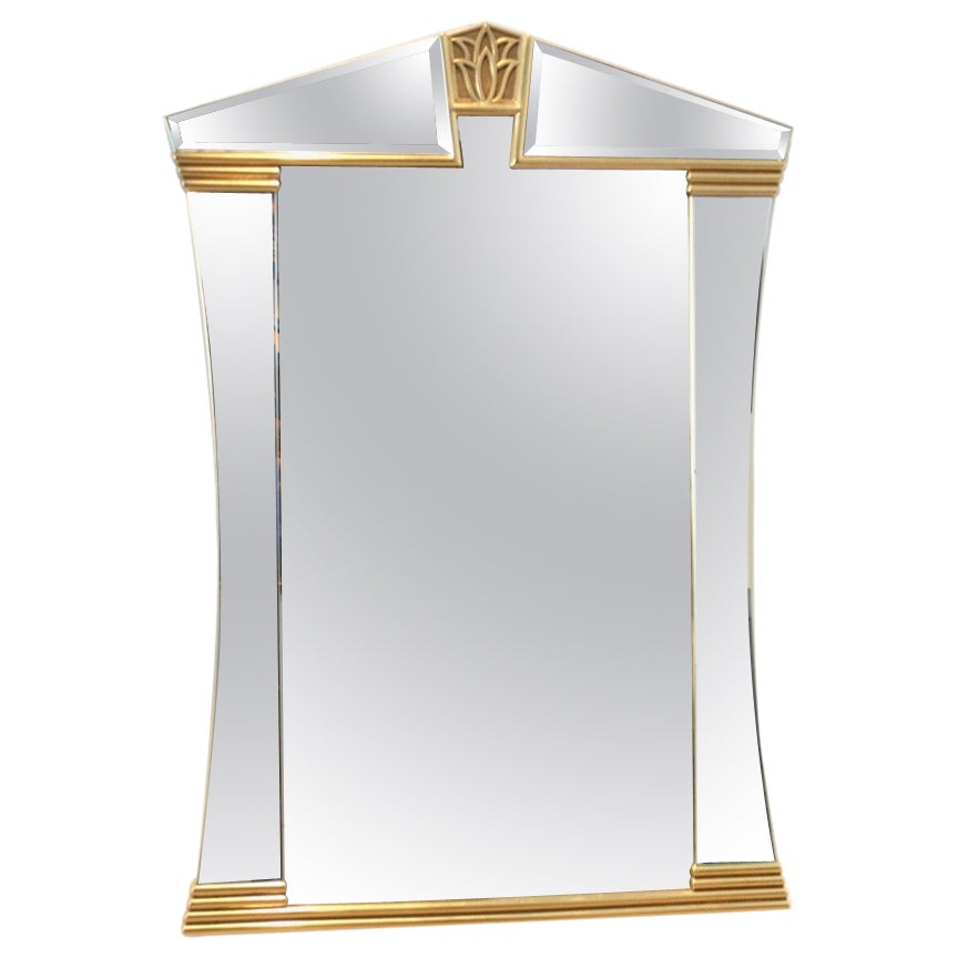 Elegant Brass Graphical Tulip Mirror by Deknudt Belgium For Sale