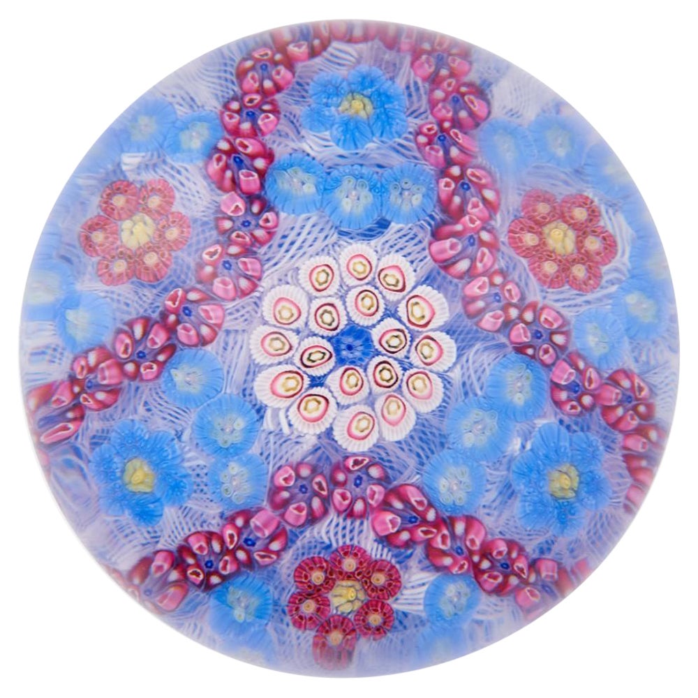 A Baccarat Trefoil Millefiori Garland Paperweight, 1971 For Sale