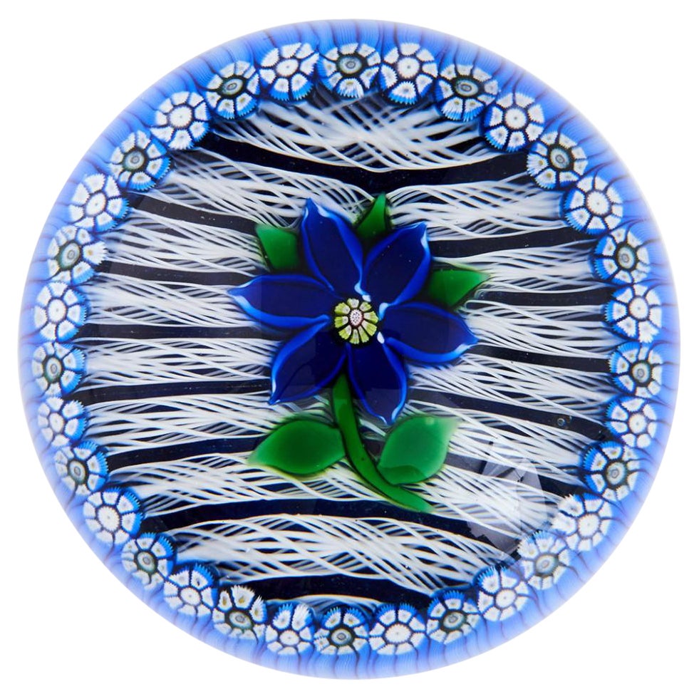 A Fine Perthshire Blue Gentian Paperweight, 1981 For Sale