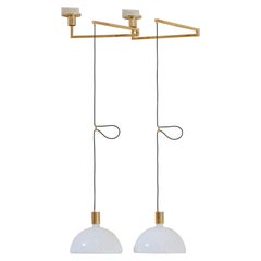 Midcentury Italian Good Plated Pendant Lights by Franco Albini for Sirrah, 1968