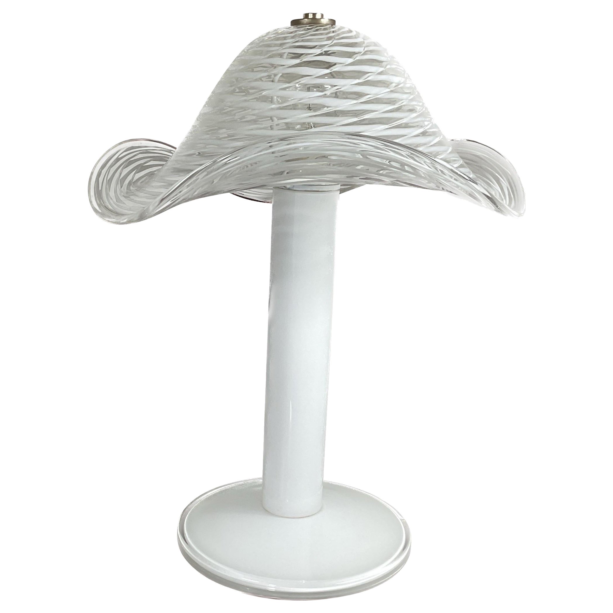 70s White Murano Lamp For Sale