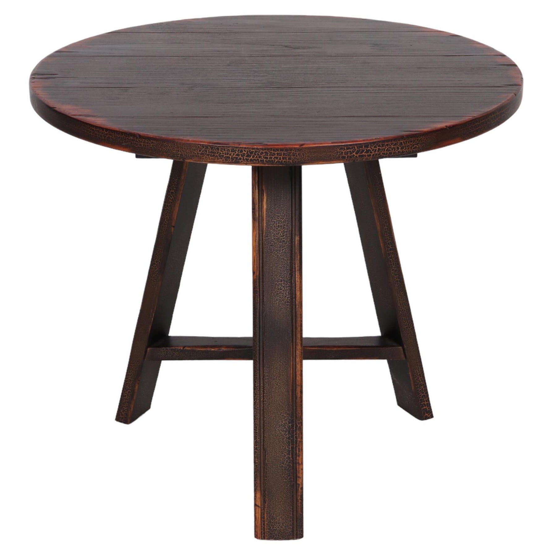 Round Plank Wood Accent Table For Sale