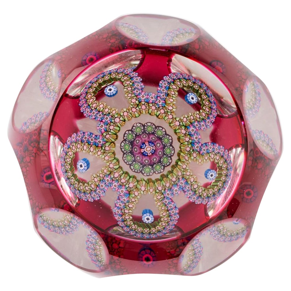 A Perthshire Magnum Overlaid Garland Paperweight, 1992 For Sale