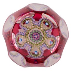 Used A Perthshire Magnum Overlaid Garland Paperweight, 1992