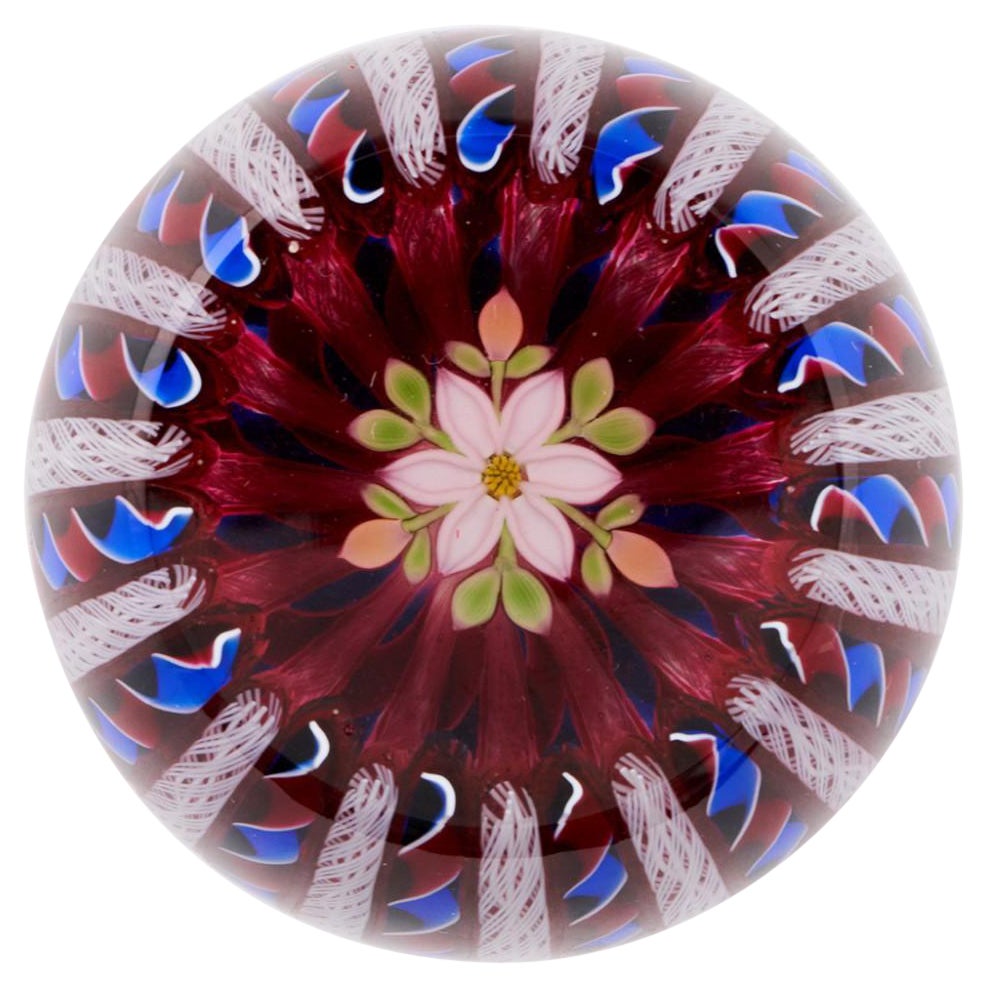 A Perthshire Crown Flower Overlayed Paperweight, 1996 For Sale