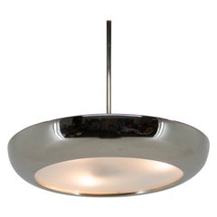 Lustre en nickel fonctionnel Bauhaus / UFO, des années 1930, restauré