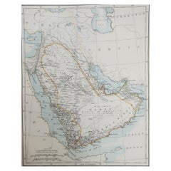 Original Antique Map of Saudi Arabia, 1889