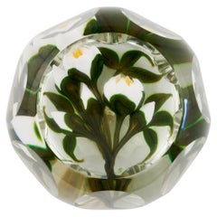 Vintage A Large Perthshire White Flowers and Buds Paperweight, 2000