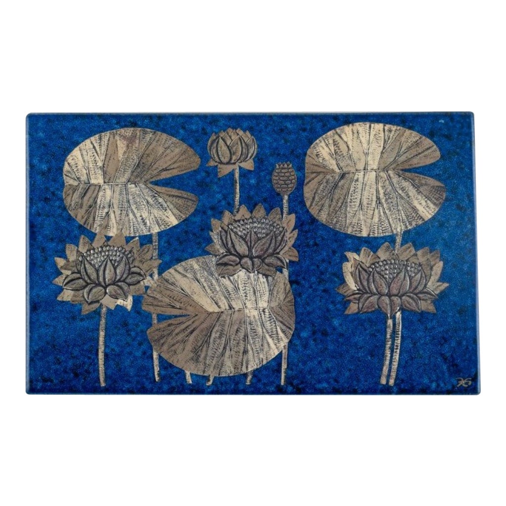 Heinz Erret (1920-2003) for Gustavsberg. Ceramic Wall Plaque with Flowers For Sale