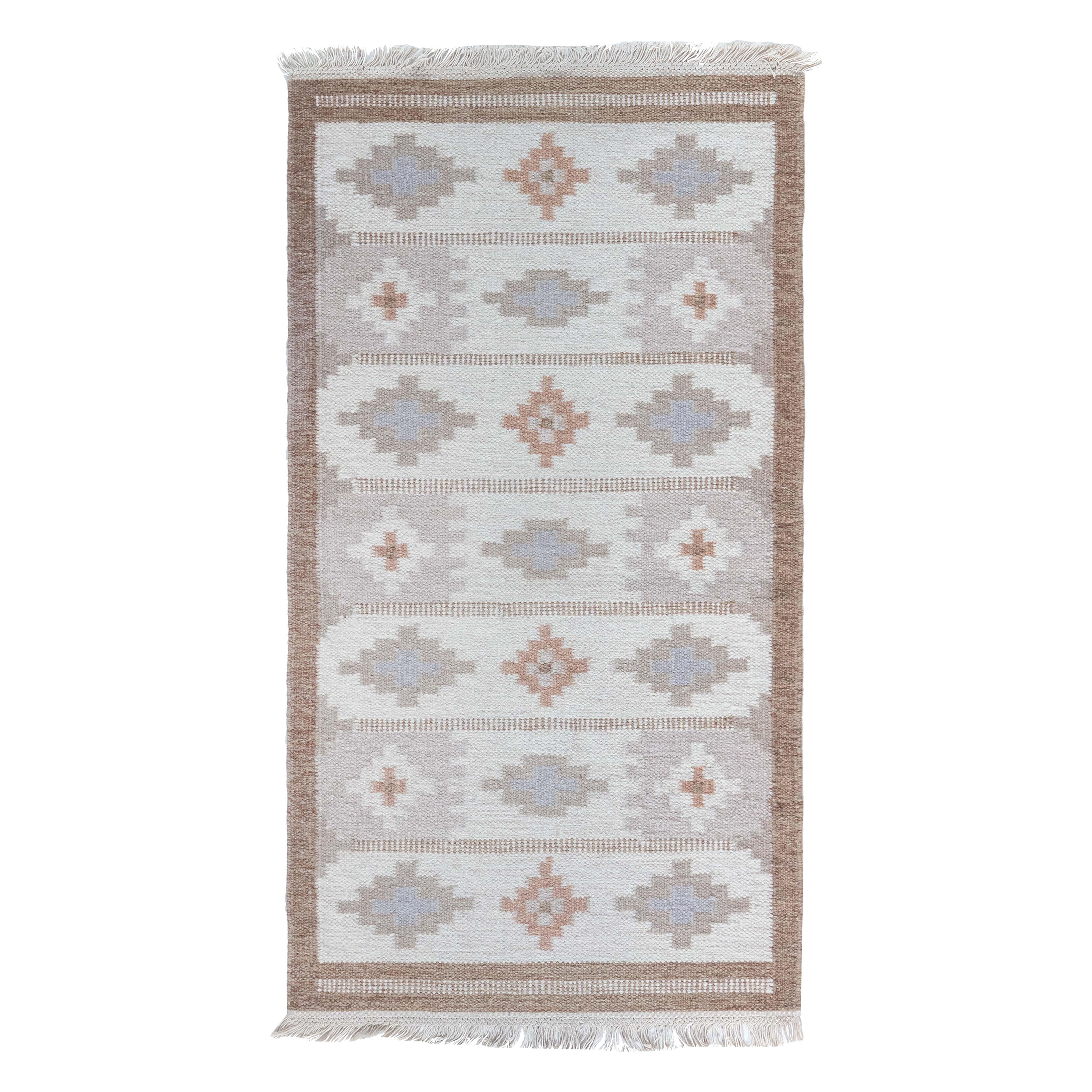 Swedish Flat Woven Rug by Johanna Bruns Vavskola For Sale at 1stDibs
