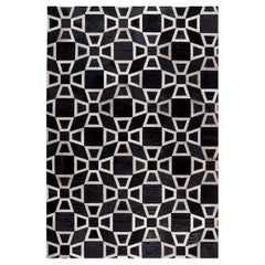 "Tunis Black" Contemporary Area Rug in Hair and Hide