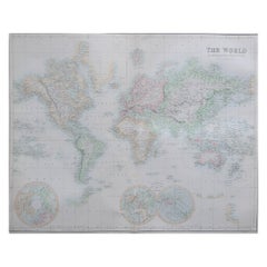 Large Original Antique Map of the World, Fullarton, circa 1870